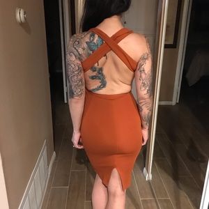 American Apparel Burnt orange mid wiggle dress